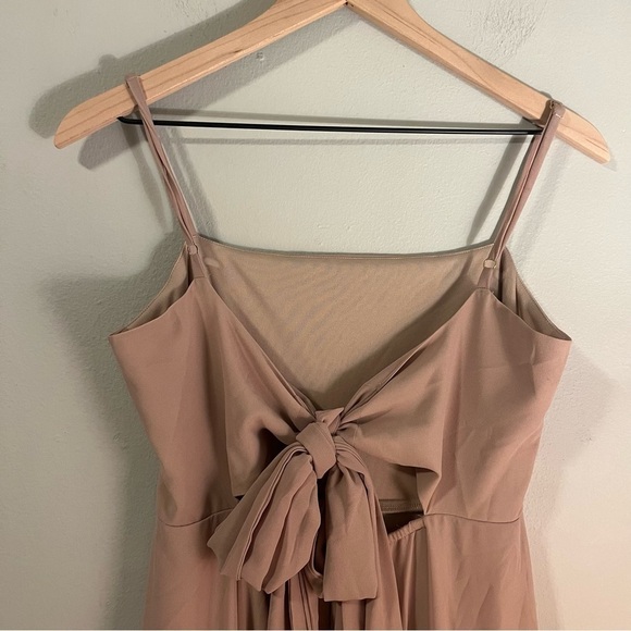 Show Me Your MUMU Lauren Tie Maxi Dress Soft Beige Chiffon Medium - Picture 5 of 8